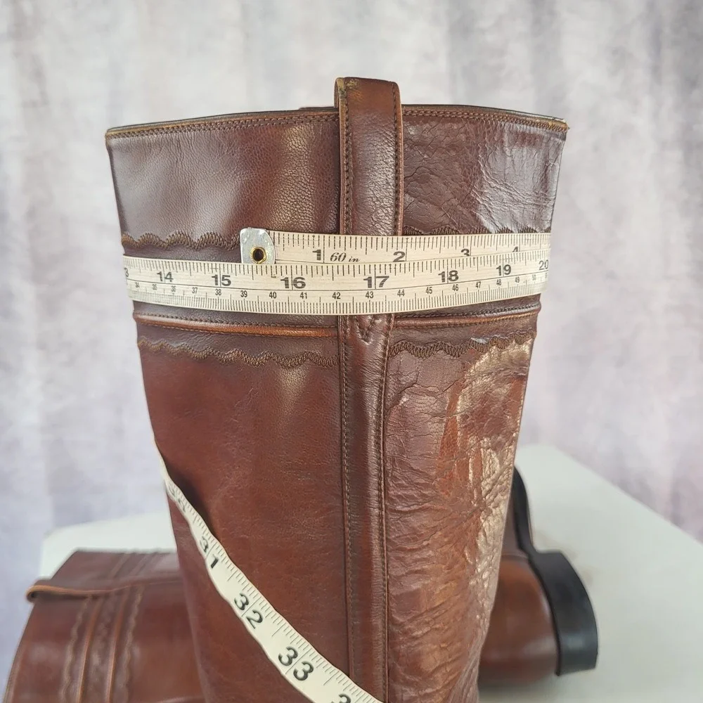 Vintage Lucchese Knee High Western Boots Women's Size 8.5 B READ